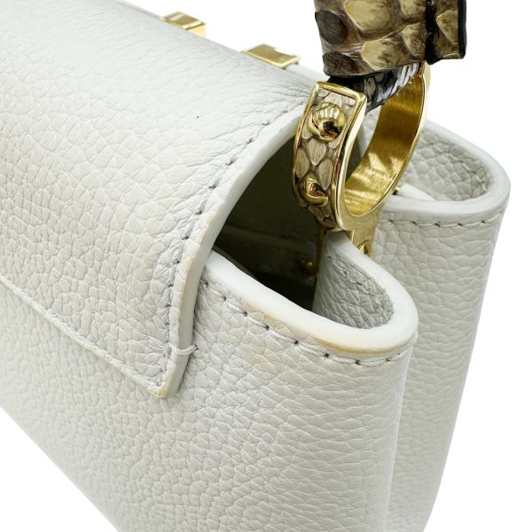 imgrc0094761743 LOUIS VUITTON Capucines Mini Handbag Taurillon Leather Python White