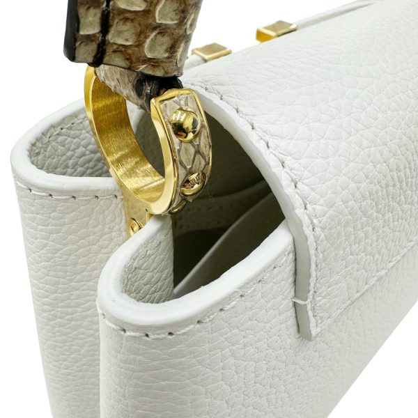 imgrc0094761747 LOUIS VUITTON Capucines Mini Handbag Taurillon Leather Python White