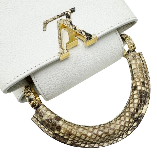 imgrc0094761748 LOUIS VUITTON Capucines Mini Handbag Taurillon Leather Python White