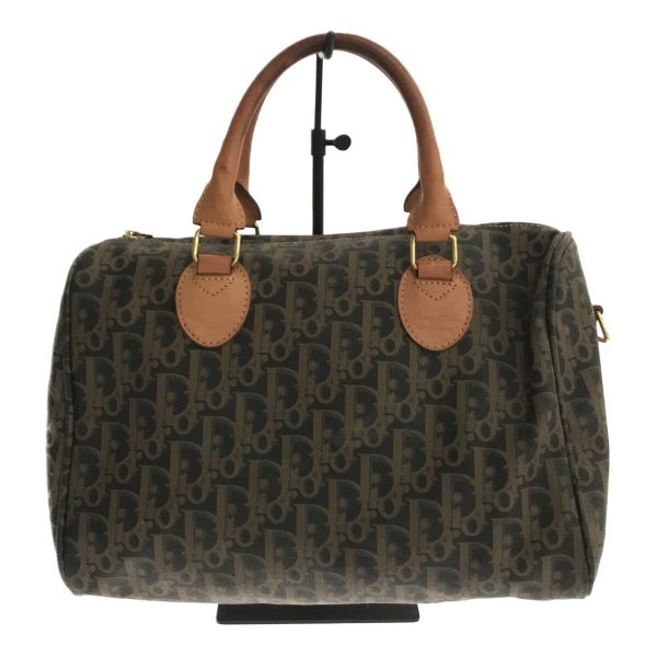 imgrc0094763680 Christian Dior Mini Boston Handbag Logo All Over Pattern Brown