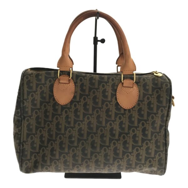 imgrc0094763683 Christian Dior Mini Boston Handbag Logo All Over Pattern Brown