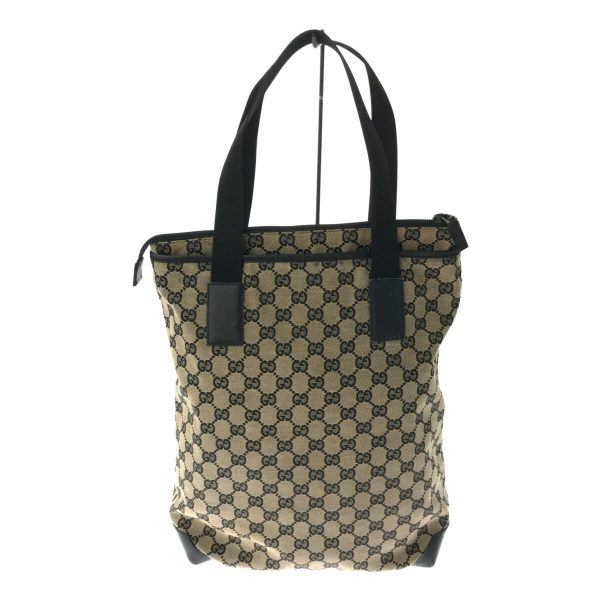 imgrc0094776723 Gucci GG Canvas Leather Tote Bag Black Beige