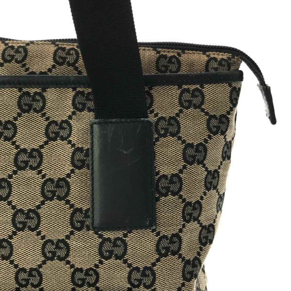 imgrc0094776727 Gucci GG Canvas Leather Tote Bag Black Beige