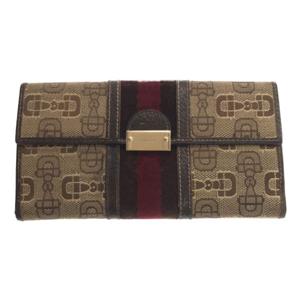 imgrc0094783254 Gucci Horsebit Pattern Leather Long Wallet Brown