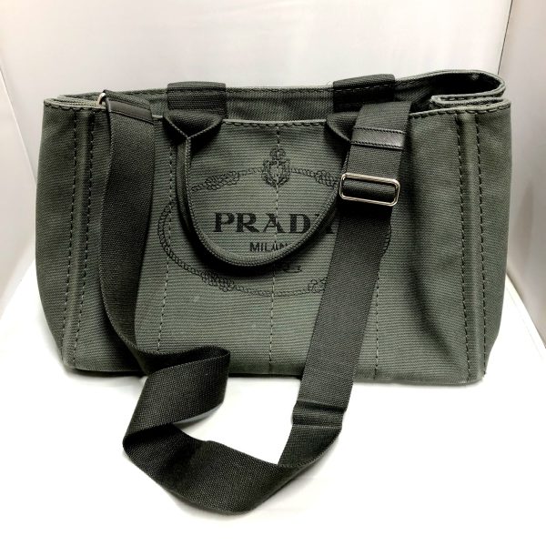 imgrc0094970204 Prada Chain Tote Bag Jacquard Canvas Beige