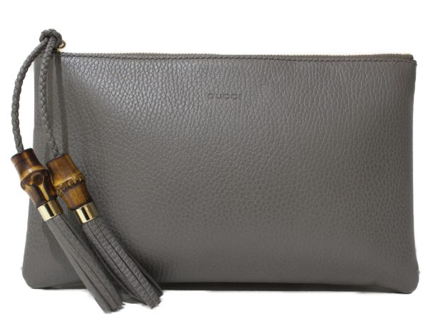 imgrc0094977517 Gucci Bamboo Clutch Pouch Tassel Gray