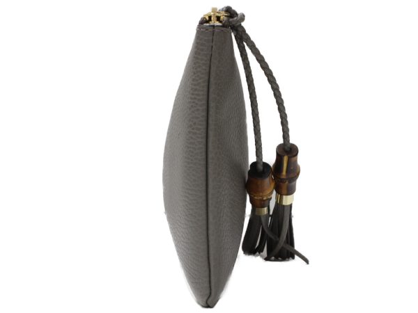 imgrc0094977597 Gucci Bamboo Clutch Pouch Tassel Gray