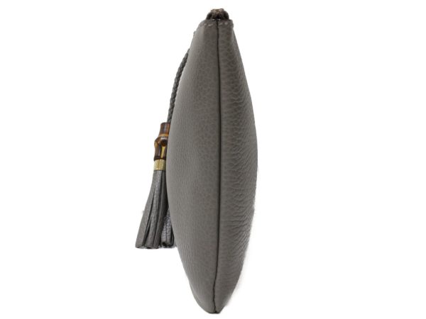 imgrc0094977639 Gucci Bamboo Clutch Pouch Tassel Gray