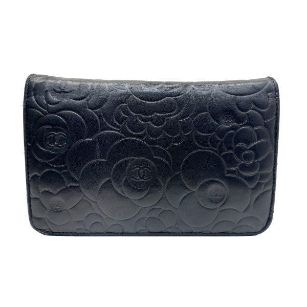 imgrc0095051947 CHANEL Camellia Chain Wallet Lambskin Black