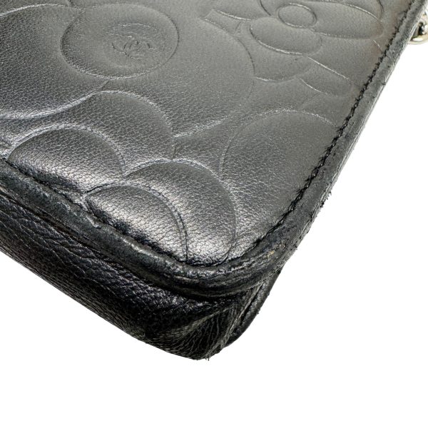 imgrc0095051953 CHANEL Camellia Chain Wallet Lambskin Black