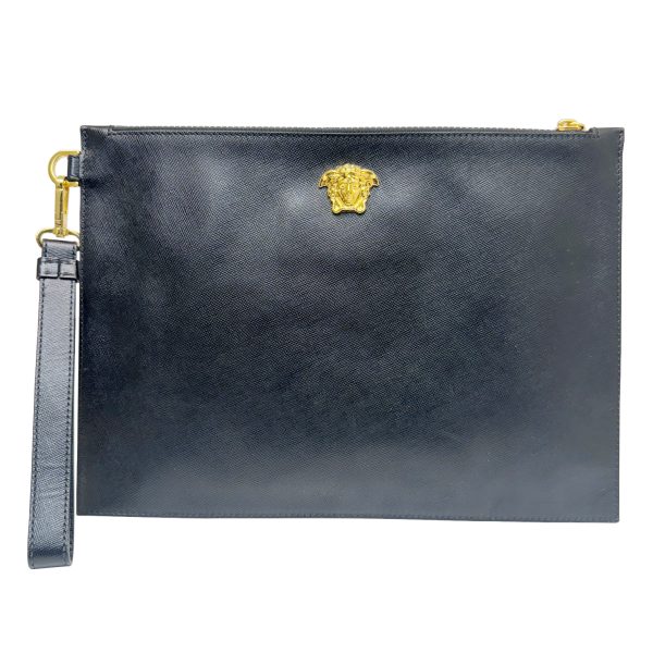 imgrc0095060907 Versace Medusa Clutch Bag Leather Black