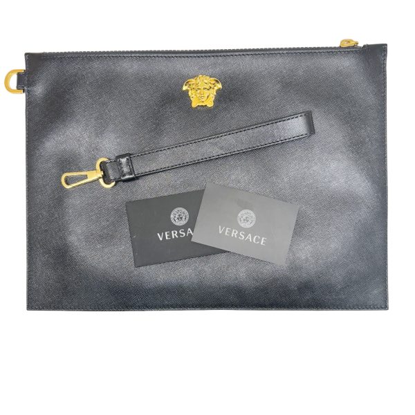 imgrc0095060910 Versace Medusa Clutch Bag Leather Black