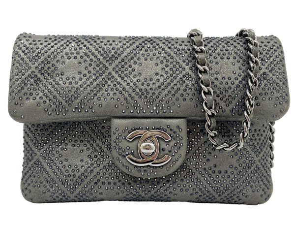 imgrc0095070731 CHANEL Cocomark Rhinestone CC Chain Bag Silver Gray