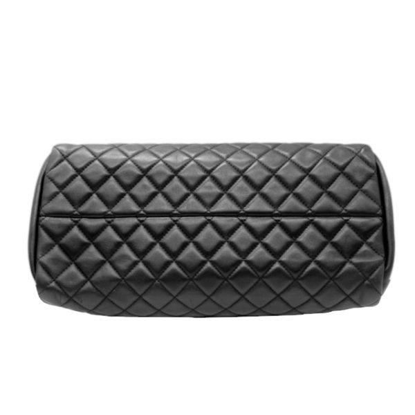 created by Background Eraser CHANEL Mademoiselle Bowling Bag Lambskin Black Gold Hardware