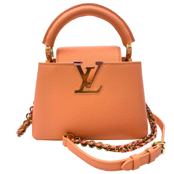 imgrc0095098509 LOUIS VUITTON Capucines Mini Handbag Taurillon Leather Pink Orange