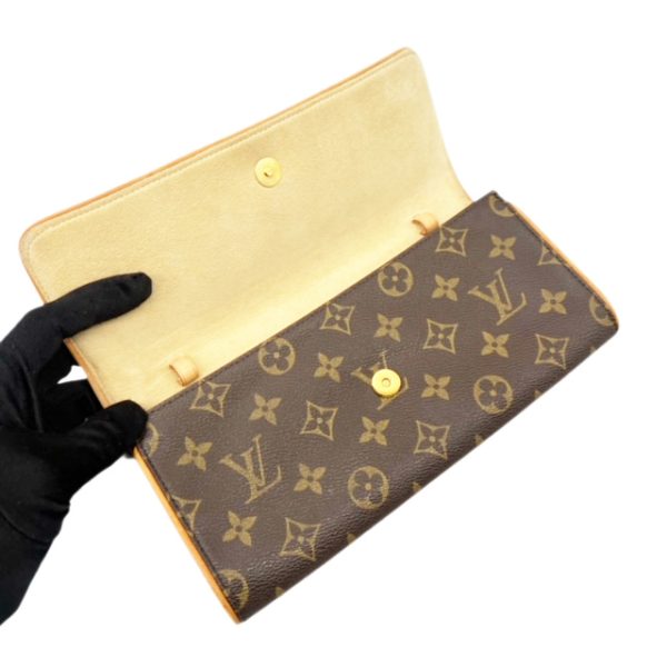 created by Background Eraser LOUIS VUITTON Pochette Twin GM Monogram Shoulder Bag Brown