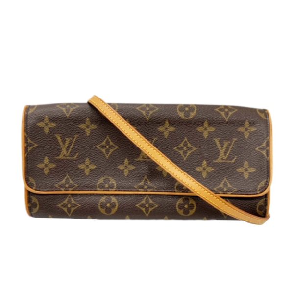 created by Background Eraser LOUIS VUITTON Pochette Twin GM Monogram Shoulder Bag Brown