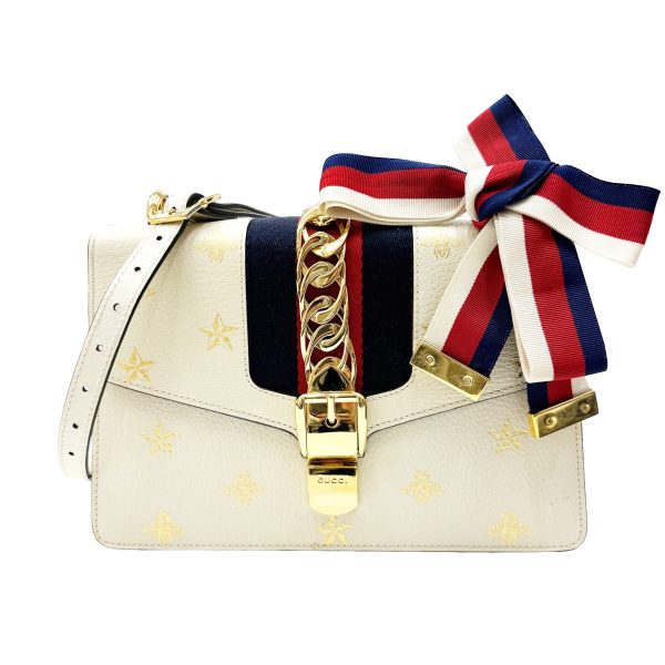 imgrc0095268956 GUCCI Sylvie B Star 2WAY Small Shoulder Bag Leather Ivory