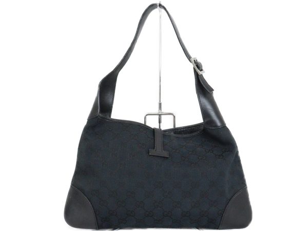 imgrc0095272615 Gucci Shoulder Handbag Canvas Leather Black