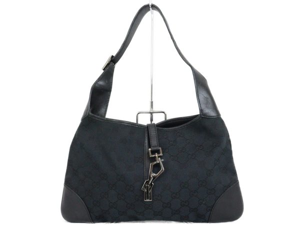 imgrc0095272634 Gucci Shoulder Handbag Canvas Leather Black