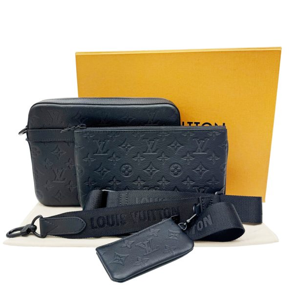 imgrc0095371243 LOUIS VUITTON Trio Messenger Bag Monogram Pattern Embossed Black