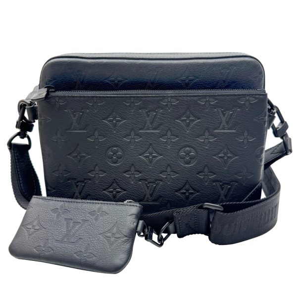 imgrc0095371260 LOUIS VUITTON Trio Messenger Bag Monogram Pattern Embossed Black