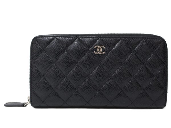 imgrc0095386388 Chanel Round Zipper Long Wallet Caviar Skin Black