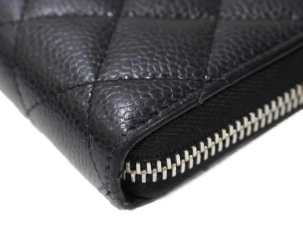 imgrc0095386403 Chanel Round Zipper Long Wallet Caviar Skin Black