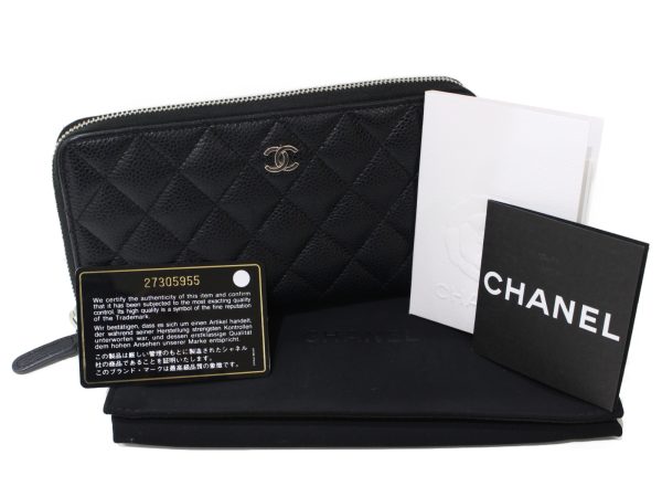 imgrc0095386415 Chanel Round Zipper Long Wallet Caviar Skin Black