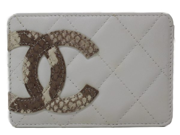 imgrc0095387585 Chanel Flat Card Holder Cambon Line Python White