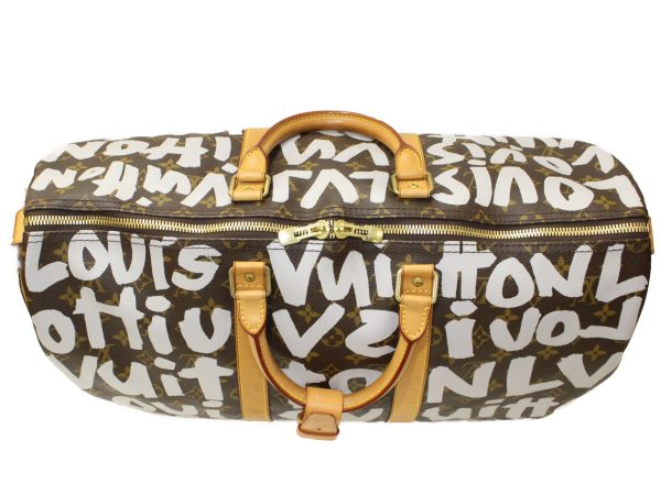 imgrc0095423383 Louis Vuitton Keepall 50 Boston Bag Brown White