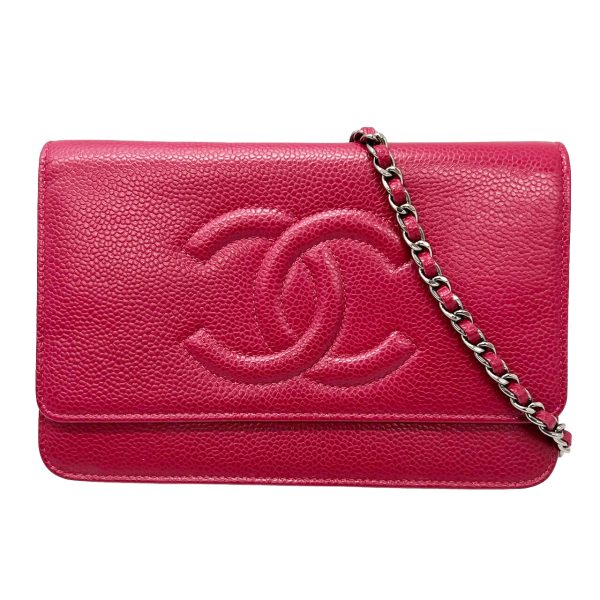 imgrc0095472991 CHANEL Chain Wallet Crossbody Caviar Skin Wine Red