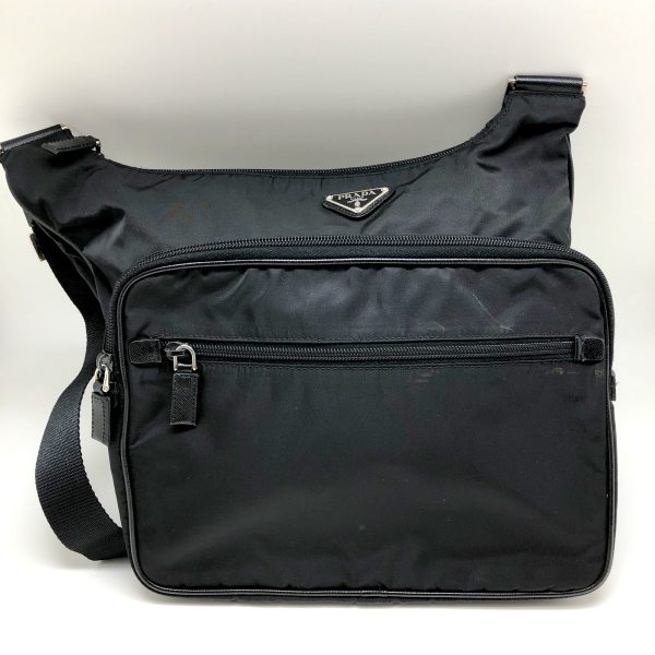 imgrc0095499412 Prada Nylon Crossbody Bag Black