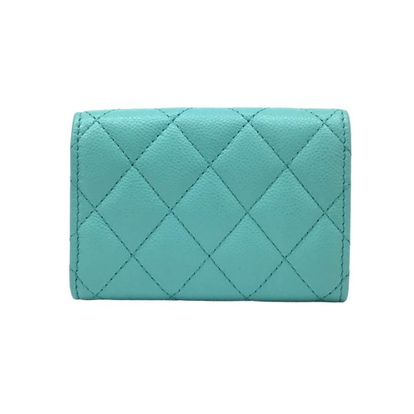 imgrc0095583753 CHANEL Compact Trifold Wallet Caviar Skin Light Blue