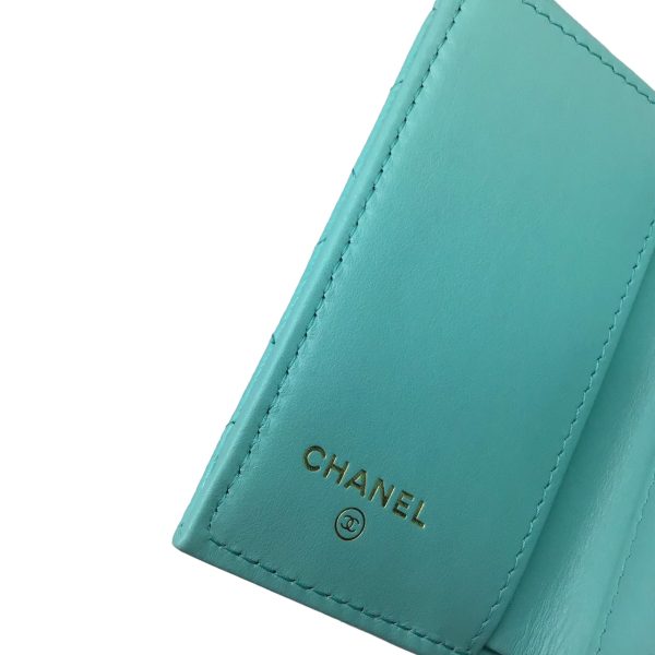 imgrc0095583757 CHANEL Compact Trifold Wallet Caviar Skin Light Blue