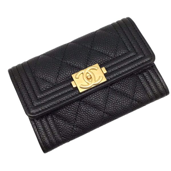 imgrc0095651951 CHANEL Boy Card Case Caviar Skin Black