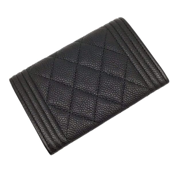 imgrc0095651952 CHANEL Boy Card Case Caviar Skin Black