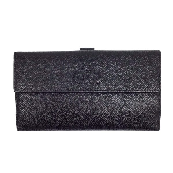 imgrc0095652108 CHANEL W Flap Long Wallet Caviar Skin Black