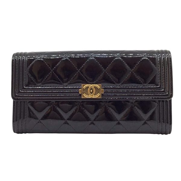 imgrc0095654223 CHANEL Boy Long Flap Wallet Enamel Black