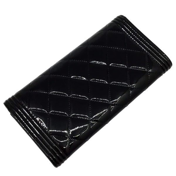 imgrc0095654224 CHANEL Boy Long Flap Wallet Enamel Black