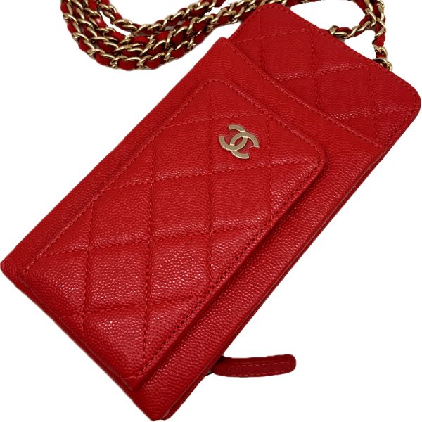 imgrc0095674120 CHANEL Smartphone Case Chain Shoulder Bag Caviar Skin Red