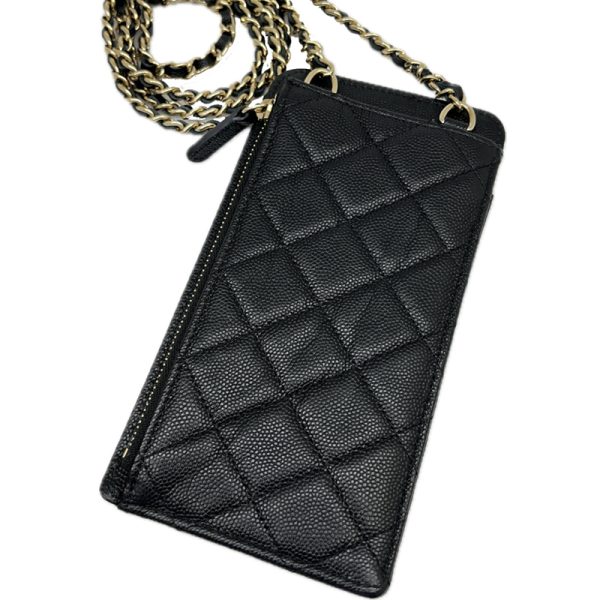 imgrc0095674166 CHANEL Smartphone Case Chain Shoulder Bag Caviar Skin Black