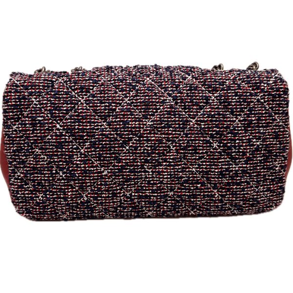 imgrc0095697137 CHANEL Matelasse Tweed Chain Shoulder Bag Navy Red White