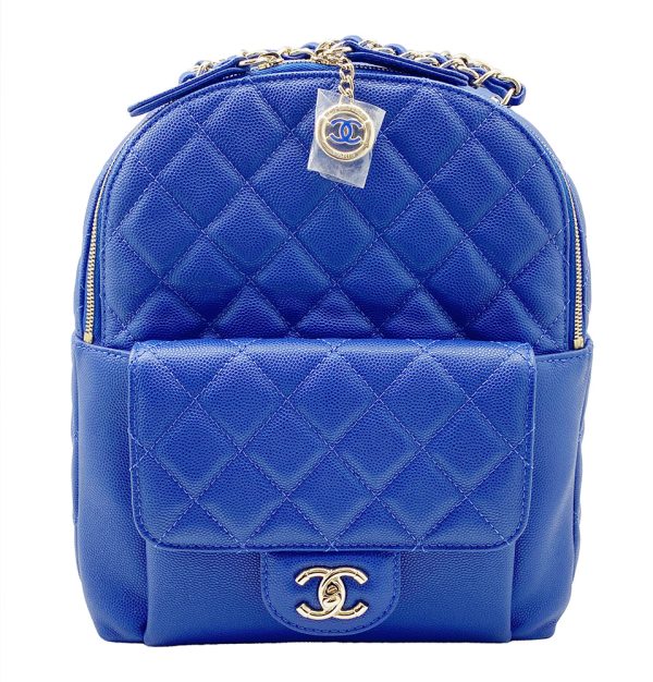 imgrc0095733345 CHANEL Rucksack Backpack Chain Shoulder Bag Caviar Skin Blue