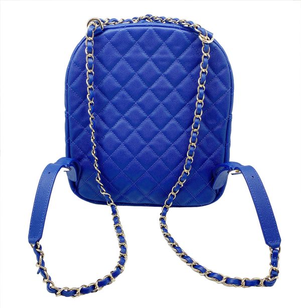 imgrc0095733346 CHANEL Rucksack Backpack Chain Shoulder Bag Caviar Skin Blue