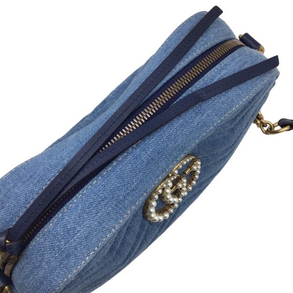 imgrc0095734076 GUCCI GG Marmont Denim Shoulder Bag Blue