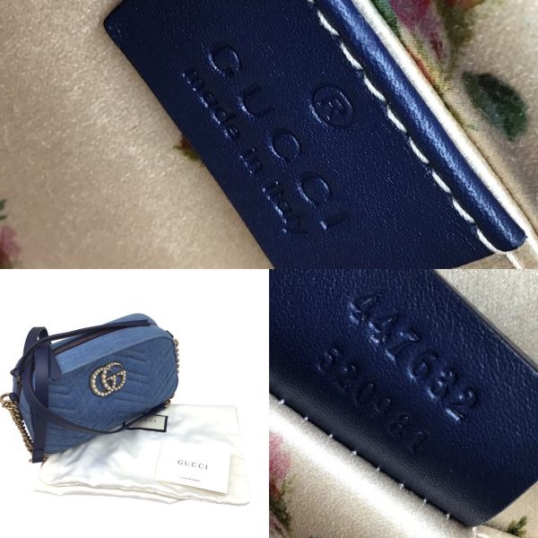 imgrc0095734080 GUCCI GG Marmont Denim Shoulder Bag Blue