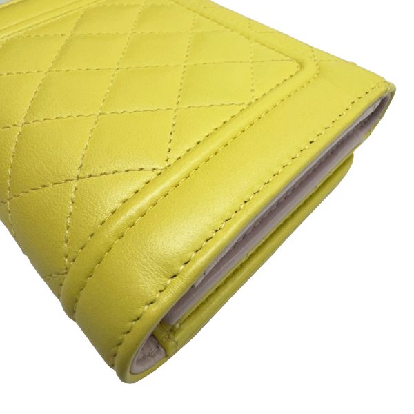 imgrc0095906483 CHANEL Matelasse Flap Wallet Lambskin Yellow Pink