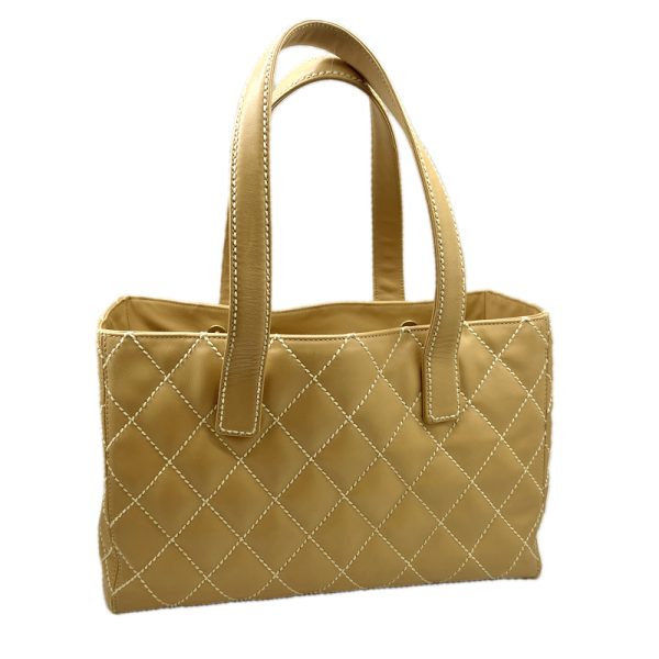 imgrc0095966405 CHANEL Wild Stitch Tote Bag Leather Beige