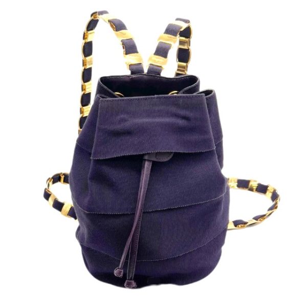 created by Background Eraser Salvatore Ferragamo Vera Chain Backpack Navy